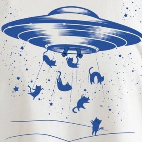 Funny UFO Abduction Tshirt, Cat UFO Alien Tee - Picture 2 of 5